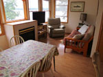 Living room at Cottage #5 at Crown Point Resort in Stoughton, Wisconsin Lake Kegonsa
