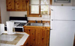 The kitchen in cottage #1 at Crown Point Resort in Stoughton, Wisconsin Lake Kegonsa